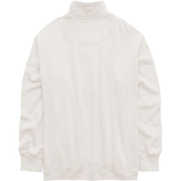 Women's White Oversized Casual Long Sleeve Button Henley Neck Pullover Sweatshir - Picture 6 of 6